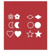 12 embouts pour pyrograveur - Formes coeur/étoile/demie-lune/losange/rond/fleur