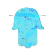 Main de Fatma percée de part en part 14 mm imitation Opale Turquoise