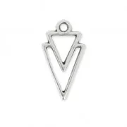 Breloque en métal double triangle 16 mm Placage Argent fin vieilli x1