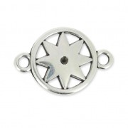 Intercalaire en métal 2 anneaux motif étoile 23 mm Placage Argent fin vieilli x1|raw }}