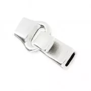 Fermoir en métal forme crochet pour lacet 5 mm Placage Argent fin vieilli x1