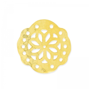 Intercalaire martelé 5 rangs décor mandalas 19 mm Doré à l'or fin satiné x1