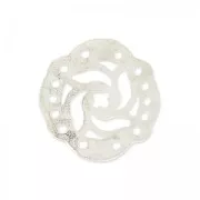 Intercalaire martelé 5 rangs décor mandalas 19 mm argenté satiné x1