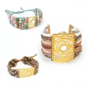 Intercalaire martelé 5 rangs décor mandalas 19 mm argenté satiné x1