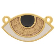 Intercalaire oeil porte-bonheur 2 anneaux 23x13 mm Noir - Ivoire - doré x1