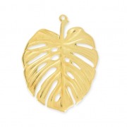 Pendentif en métal feuille de philodendron 50 mm Doré à l'or fin x1