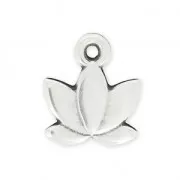 Breloque en métal petite fleur de lotus 11 mm Placage Argent fin vieilli x1