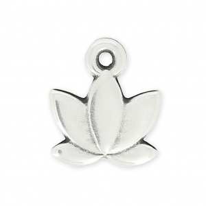 Breloque en métal petite fleur de lotus 11 mm Placage Argent fin vieilli x1