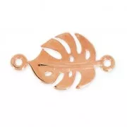 Intercalaire en métal feuille de philodendron 22 mm doré rose x1