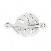 Intercalaire en métal feuille de philodendron 22 mm Placage Argent fin vieilli x1|raw }}