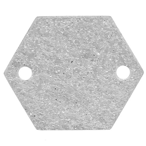 Intercalaires en métal diamanté hexagone 2 trous 11.5 mm Argenté x8