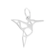 Breloque colibri origami 19 mm en Argent 925 x1