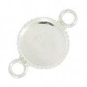 Intercalaire 2 anneaux serti cabochon fond plat 10 mm en Argent 925 x1