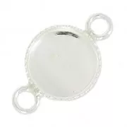 Intercalaire 2 anneaux serti cabochon fond plat 10 mm en Argent 925 x1