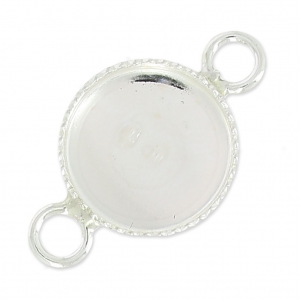 Intercalaire 2 anneaux serti cabochon fond plat 10 mm en Argent 925 x1