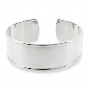 Bracelet en laiton avec rebord courbé 21x160 mm argenté x1