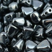 Perles en verre tchèque deux trous Nib-Bit 6x5 mm Jet Hematite x10g|raw }}