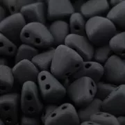 Perles en verre tchèque deux trous Nib-Bit 6x5 mm - Jet Mat x10g