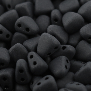 Perles en verre tchèque deux trous Nib-Bit 6x5 mm - Jet Mat x10g