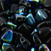 Perles en verre tchèque deux trous Nib-Bit 6x5 mm - Jet AB x10g