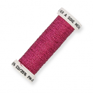 Fil à broder métallisé tressé 4 - Au ver à soie - pour broderie Fuchsia (024) x10m