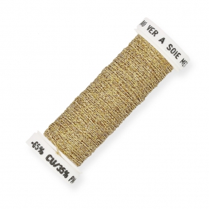 Fil à broder métallisé tressé 4 - Au ver à soie pour broderie Ocre d'or (002) x10m