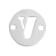 Intercalaire rond 2 trous lettre V 8.5 mm en Argent 925 x1