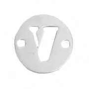 Intercalaire rond 2 trous lettre V 8.5 mm en Argent 925 x1