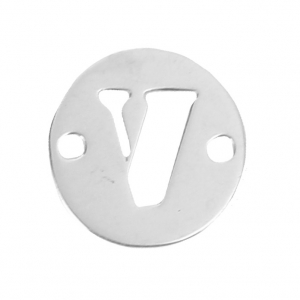 Intercalaire rond 2 trous lettre V 8.5 mm en Argent 925 x1