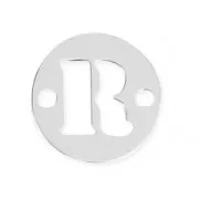 Intercalaire rond 2 trous lettre R 8.5 mm en Argent 925 x1
