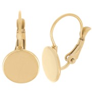 Boucles d'oreilles Dormeuses disque pour cabochon 10 mm en Acier Inox doré x2|raw }}