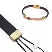 Embout double avec 3 trous pour tissage de perles et pour lacet 10 mm doré rose