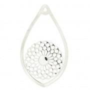 Pendentif ajouré goutte rosace 53.5x31 mm serti 5817 6mm Placage Argent fin x1|raw }}