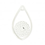 Pendentif goutte rosace ajouré 44x26 mm pour serti 6mm - Placage Argent fin x1|raw }}