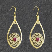 Pendentif goutte rosace ajouré 44x26 mm pour serti 6mm - Placage Argent fin x1