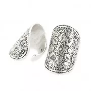 Bague réglable en étain motif mandala 35 mm Placage Argent fin vieilli x1