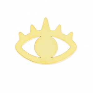 Intercalaire oeil porte-bonheur évidé 20 mm doré à l'or fin x1