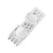 Bague en laiton avec deux sertis pour cabochon à fond plat 6 mm argenté x1|raw }}