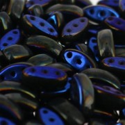 Perles en verre tchèque 3 trous Cali Beads 3x8mm Jet Azuro x30