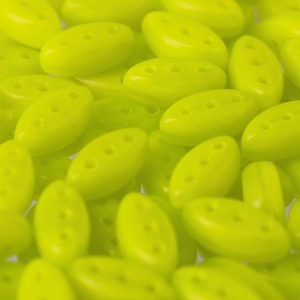 Perles en verre tchèque 3 trous Cali Beads 3x8mm Chartreuse Silk x30