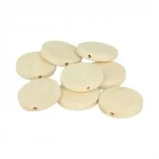 Set de 18 perles plates en bois brut naturel 25 mm x1