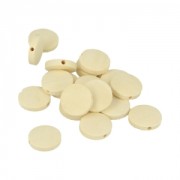 Set de 17 perles rondes plates en bois brut naturel 15x3 mm x1