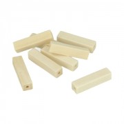 Set de 10 perles rectangles en bois brut naturel 30x7 mm
