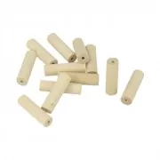 Set de 15 perles cylindres en bois brut naturel 30x9 mm x1