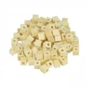 Set de 100 perles carrées en bois brut naturel 5 mm x1
