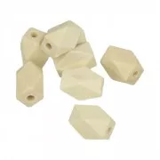 Set de 8 perles polygonales en bois brut naturel 16x11 mm x1
