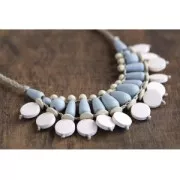 Set de 8 perles polygonales en bois brut naturel 16x11 mm x1