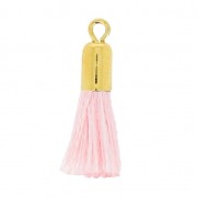 Pompon en coton pour des créations DIY 17 mm - Rose - Doré à l'or fin x1