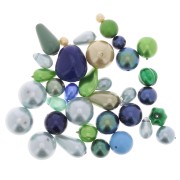 Assortiment de perles de bohème nacrées - Bleu - Vert x50g