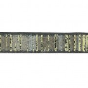 Ruban fantaisie en matière synthétique 5 mm bandes foncées reflets doré x1.2m|raw }}